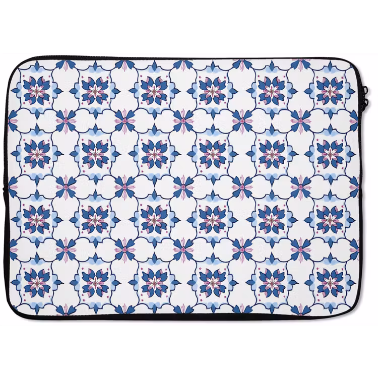 Modern - Patroon - Blauw - Roze laptophoes neopreen klein 279 -zkaufland3dotto