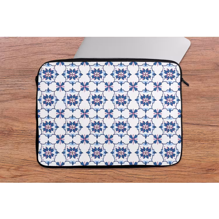 Modern - Patroon - Blauw - Roze laptophoes neopreen klein 279 -tafel