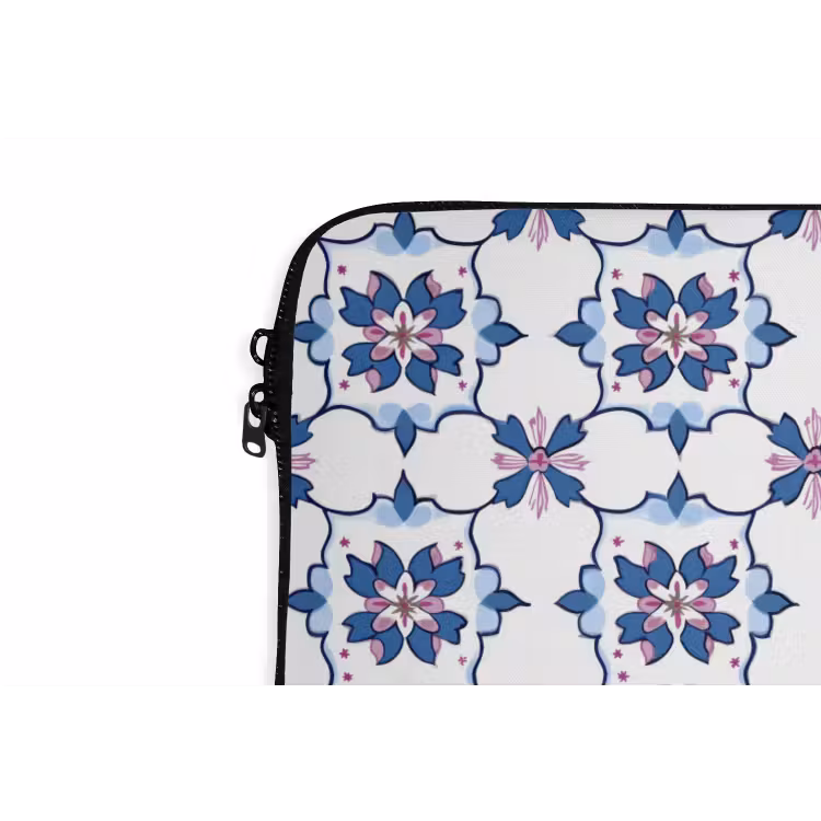 Modern - Patroon - Blauw - Roze laptophoes neopreen klein 279 -detail