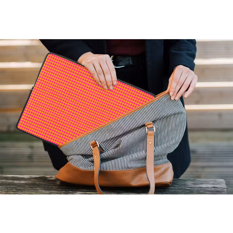 Modern - Stippen - Oranje laptophoes neopreen klein 279 -tas