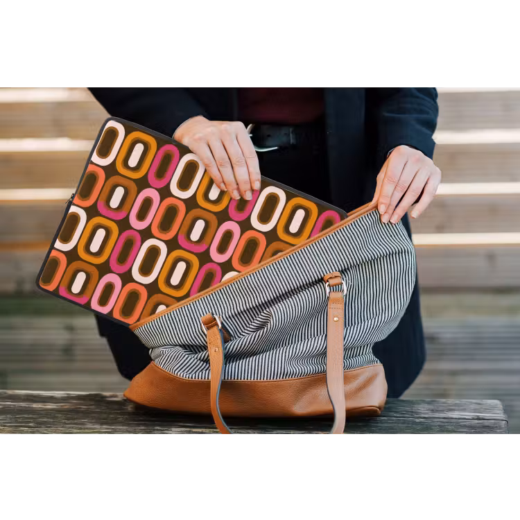 Modern - Retro - Kleurrijk laptophoes neopreen klein 279 -tas