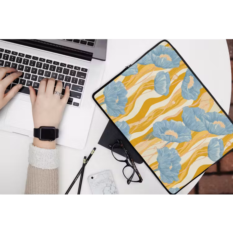 Papavers - Botanisch - Blauw laptophoes neopreen klein 279 -bureau