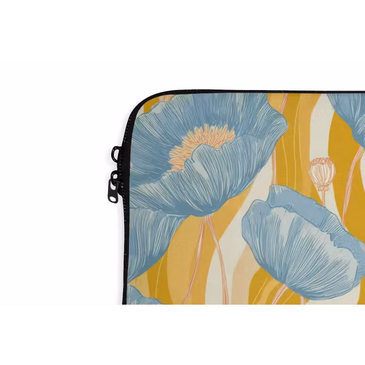 Papavers - Botanisch - Blauw laptophoes neopreen klein 279 -detail