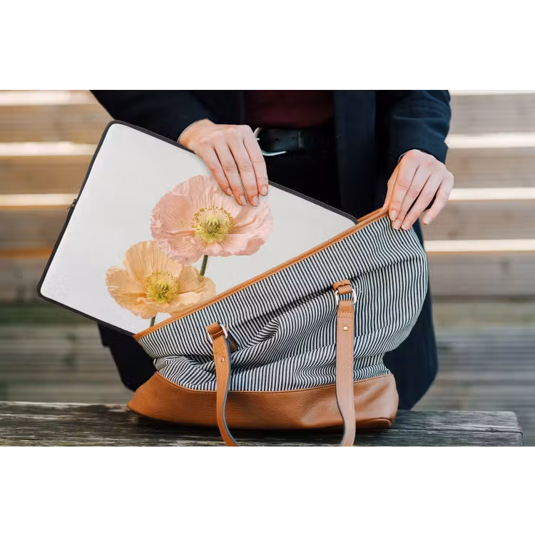 Papavers - Botanisch - Roze laptophoes neopreen klein -tas