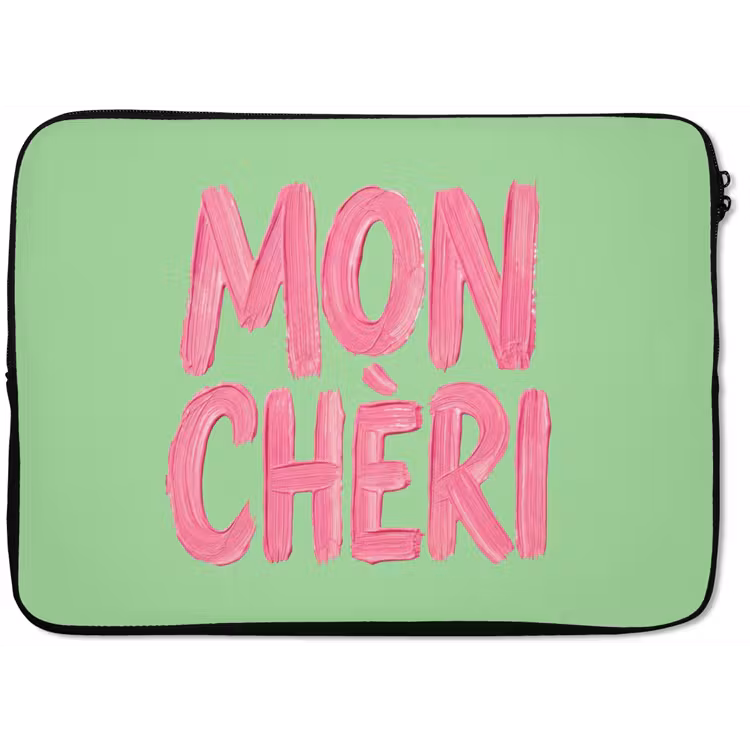 Mon cheri - Groen - Roze laptophoes neopreen klein -zkaufland3dotto