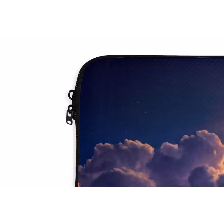 Maan - Wolken - Nacht - Oranje laptophoes neopreen klein -detail