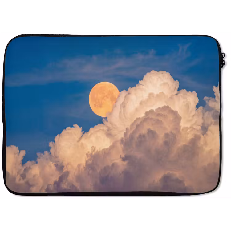 Maan - Wolken - Natuur - Oranje laptophoes neopreen klein -zkaufland3dotto