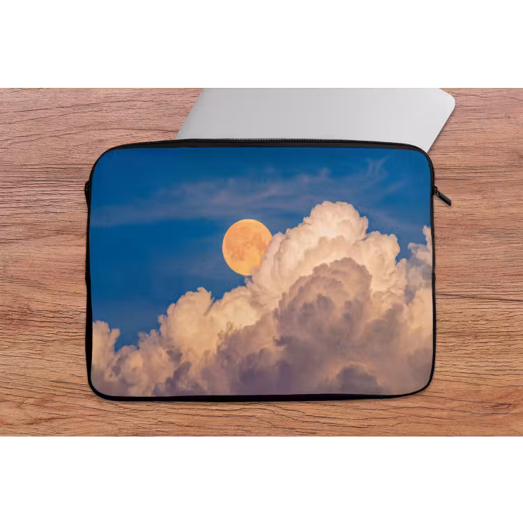 Maan - Wolken - Natuur - Oranje laptophoes neopreen klein -tafel