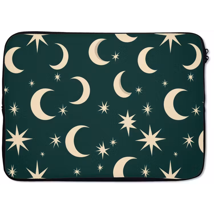 Manen - Sterren - Groen laptophoes neopreen klein 279 -zkaufland3dotto