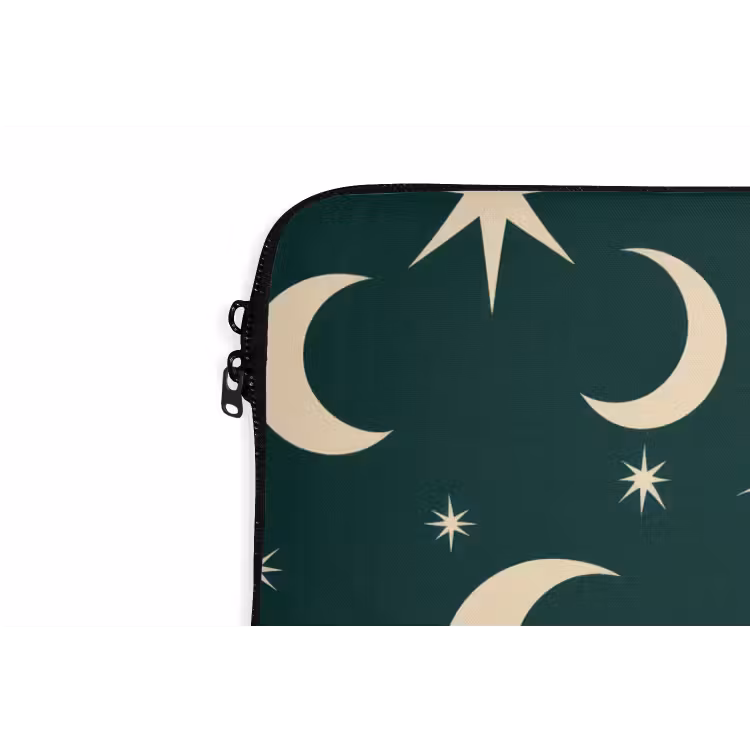 Manen - Sterren - Groen laptophoes neopreen klein 279 -detail