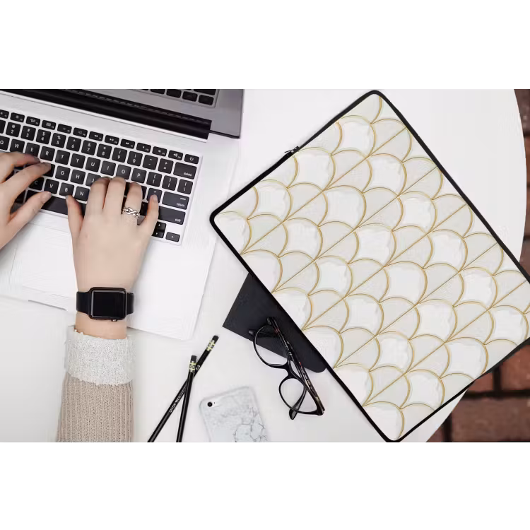 Mozaïek - Bogen - Goud laptophoes neopreen klein 279 -bureau
