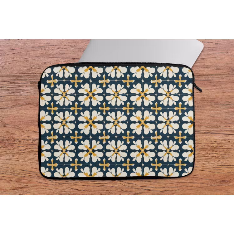 Motief - Tegel - Okergeel laptophoes neopreen klein 279 -tafel