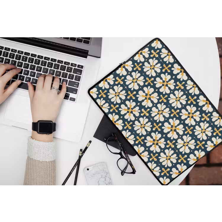 Motief - Tegel - Okergeel laptophoes neopreen klein 279 -bureau