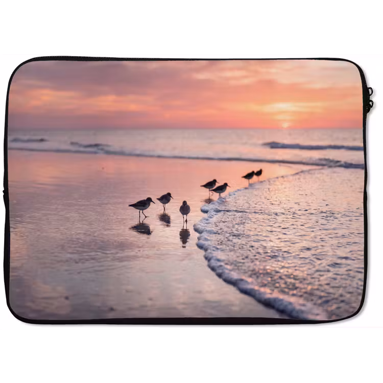 Meeuwen - Strand - Zee - Roze laptophoes neopreen klein -zkaufland3dotto