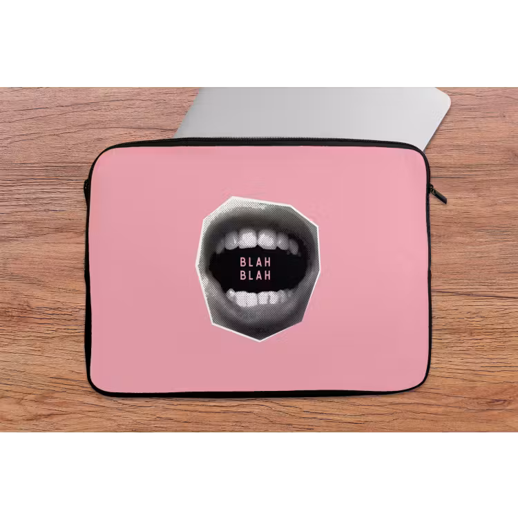 Mond - BLAH BLAH - Roze laptophoes neopreen klein -tafel