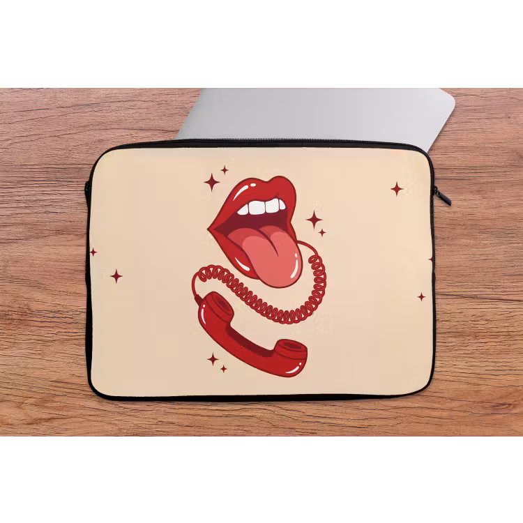 Mond - Telefoon - Popart - Rood - Illustratie laptophoes neopreen klein -tafel