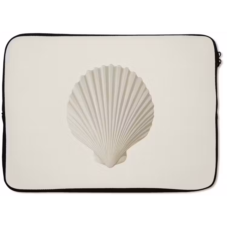 Schelp - Minimalistisch - Wit laptophoes neopreen klein -zkaufland3dotto