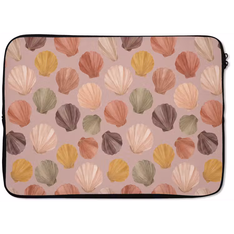 Schelp - Patroon - Zee - Aquarel - Aardetinten laptophoes neopreen klein -zkaufland3dotto