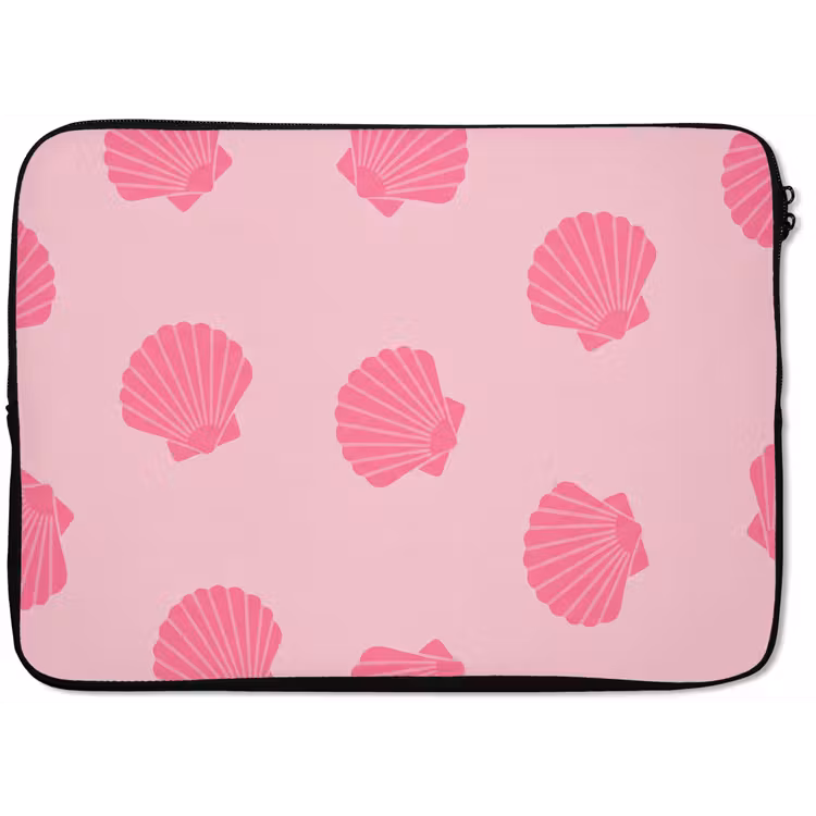 Schelp - Patroon - Zee - Modern - Roze laptophoes neopreen klein -zkaufland3dotto