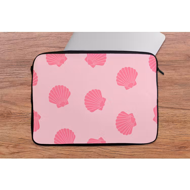Schelp - Patroon - Zee - Modern - Roze laptophoes neopreen klein -tafel