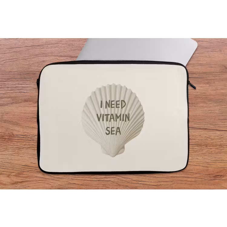 Schelp - Quote - Groen laptophoes neopreen klein -tafel