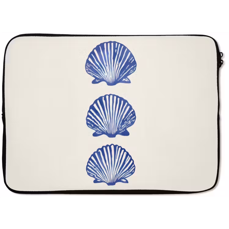 Schelpen - Blauw - Patroon laptophoes neopreen klein -zkaufland3dotto