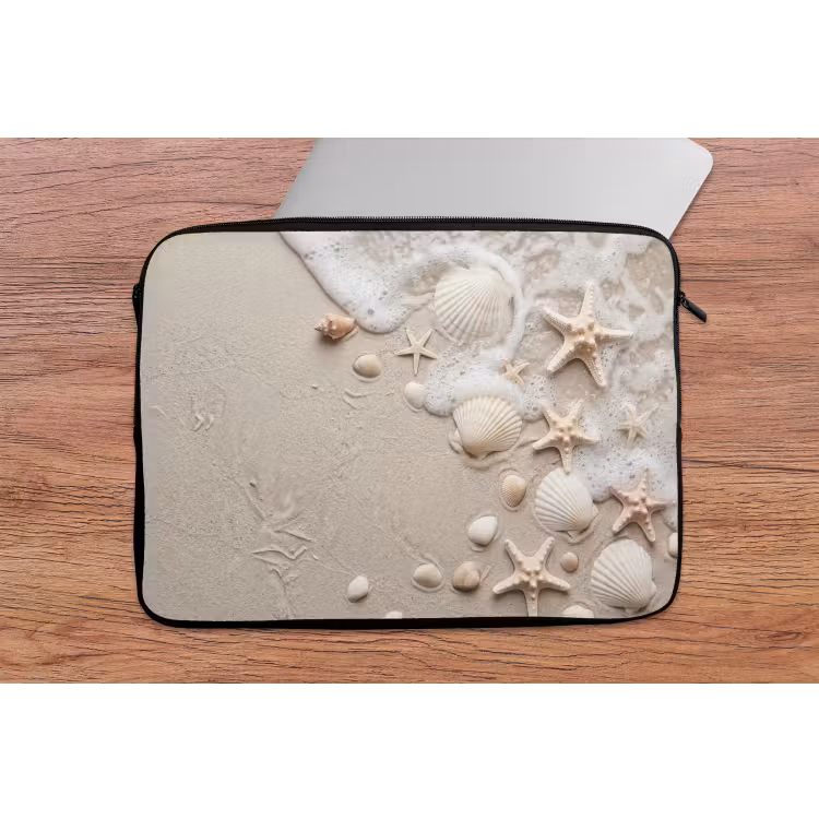 Schelpen - Zeesterren - Strand laptophoes neopreen klein -tafel