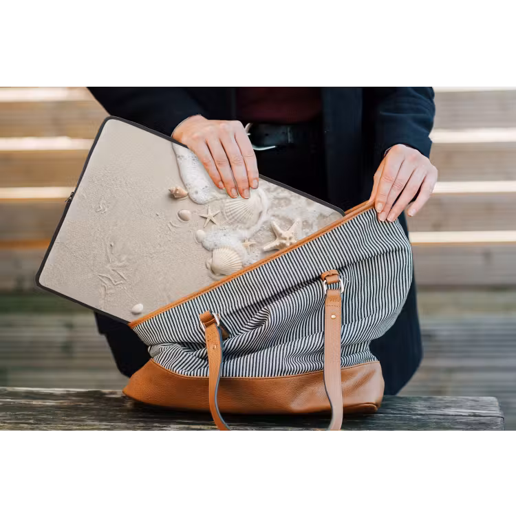 Schelpen - Zeesterren - Strand laptophoes neopreen klein -tas