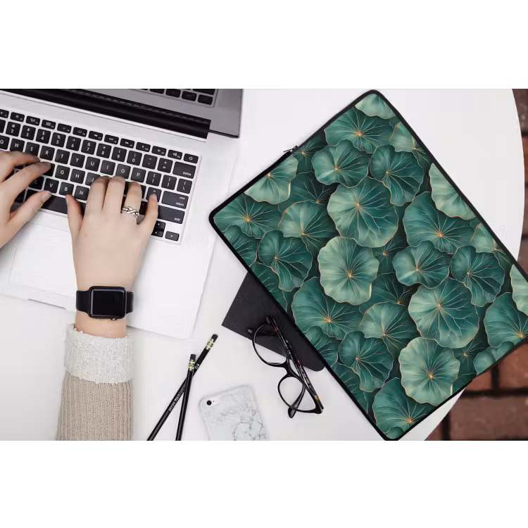 Patroon - Bladeren - Groen laptophoes neopreen klein 279 -bureau