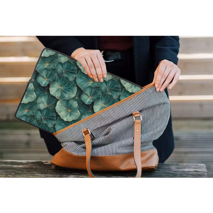Patroon - Bladeren - Groen laptophoes neopreen klein 279 -tas