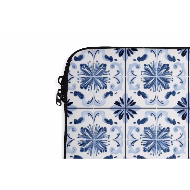 Patroon - Tegel - Blauw laptophoes neopreen klein 279 -detail