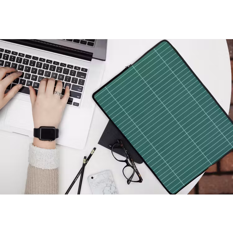 Patroon - Tegel - Saliegroen laptophoes neopreen klein 279 -bureau