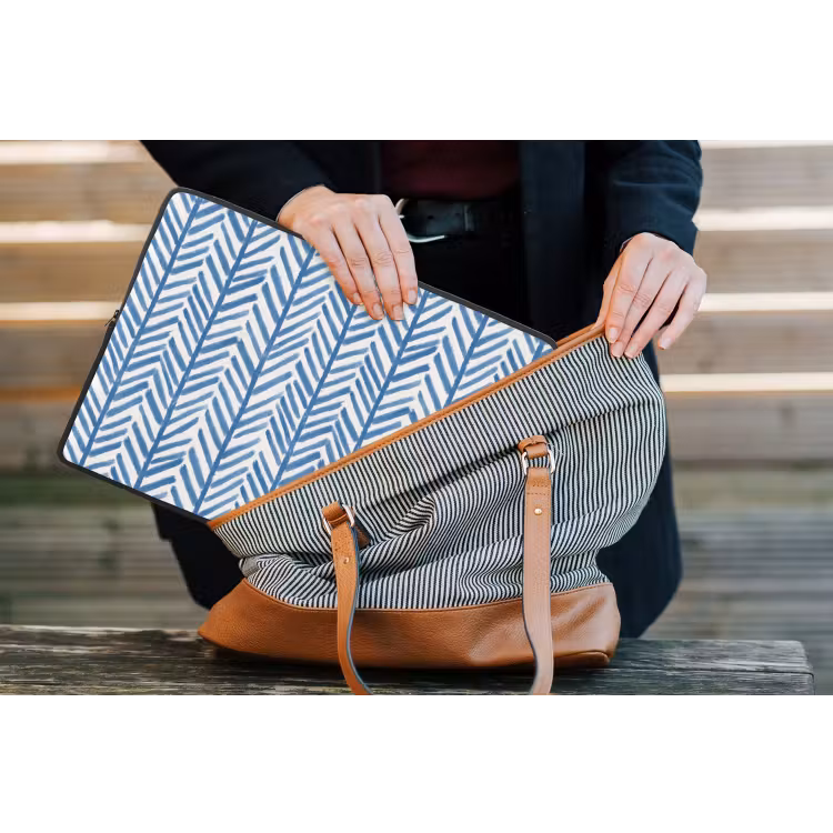 Patroon - Streep - Blauw laptophoes neopreen klein 279 -tas