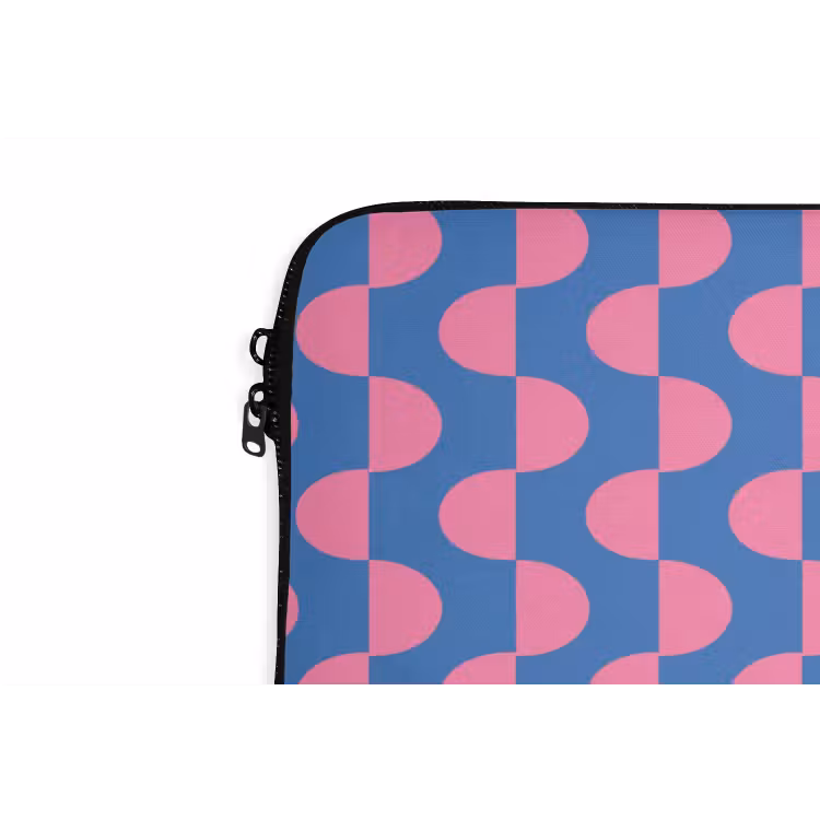Patroon - Halve cirkels - Abstract - Modern - Roze - Blauw laptophoes neopreen klein -detail