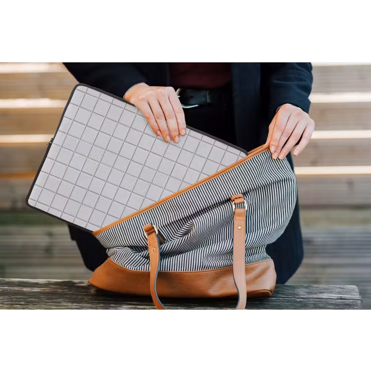 Patroon - Tegels - Licht - Grijs laptophoes neopreen klein 279 -tas