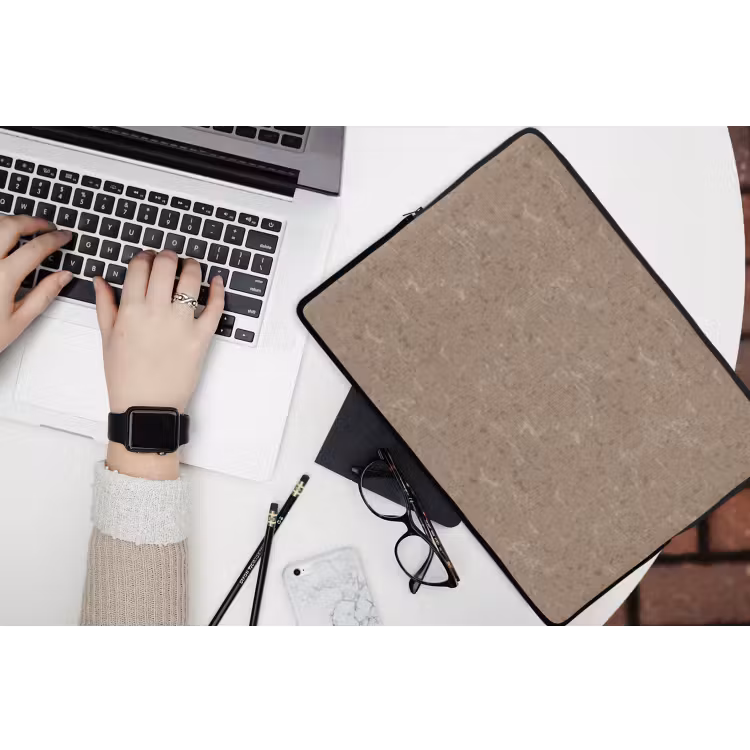 Patroon - Kalksteen - Beige laptophoes neopreen klein 279 -bureau