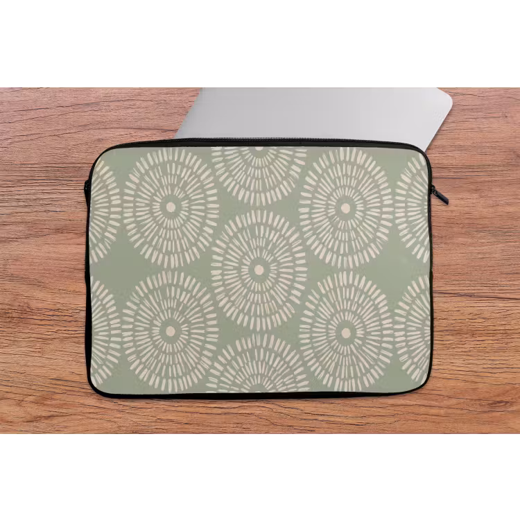 Patroon - Cirkels - Abstract - Modern - Groen laptophoes neopreen klein -tafel