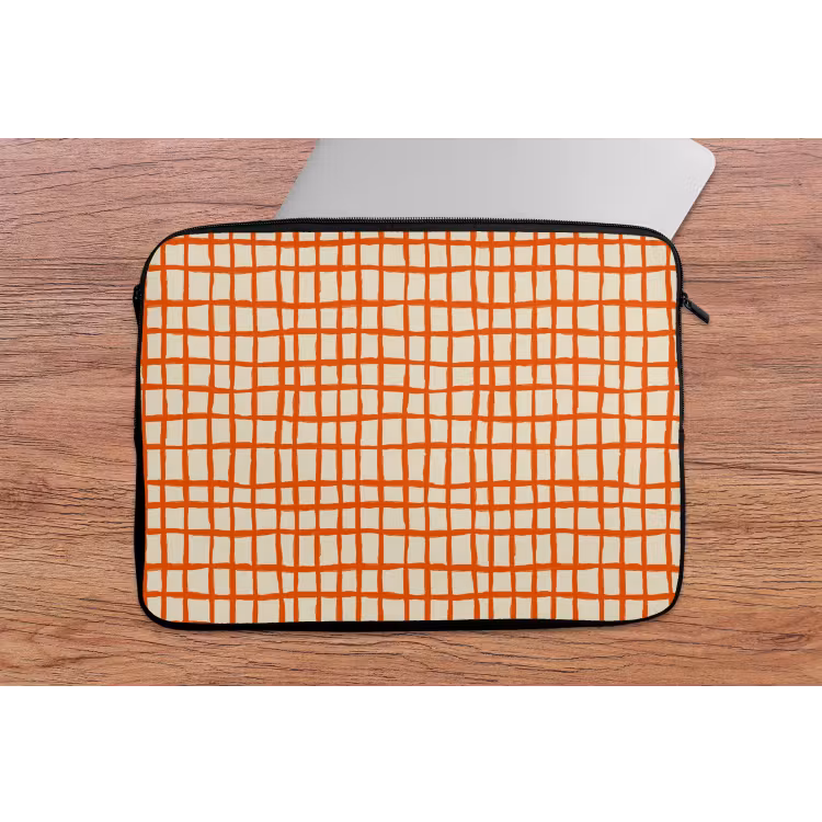 Patroon - Lijnen - Oranje laptophoes neopreen klein 279 -tafel