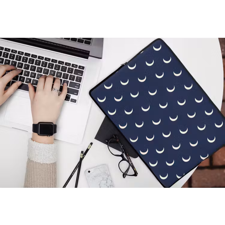 Patroon - Manen - Blauw laptophoes neopreen klein 279 -bureau