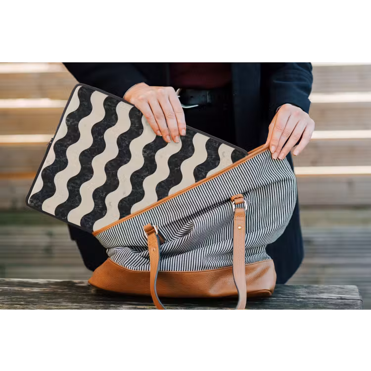 Patroon - Marmer - Groen - Cremé laptophoes neopreen klein 279 -tas