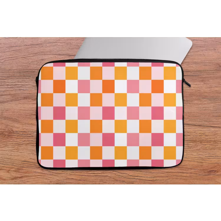 Patroon - Vierkant - Roze laptophoes neopreen klein 279 -tafel