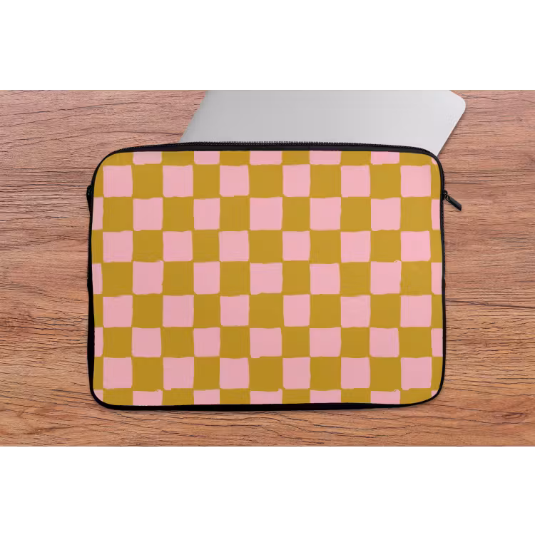 Patroon - Vierkant - Roze laptophoes neopreen klein 279 -tafel