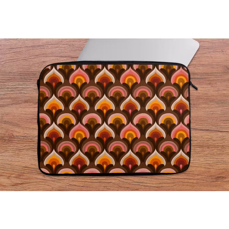 Patroon - Retro - Kleurrijk laptophoes neopreen klein 279 -tafel