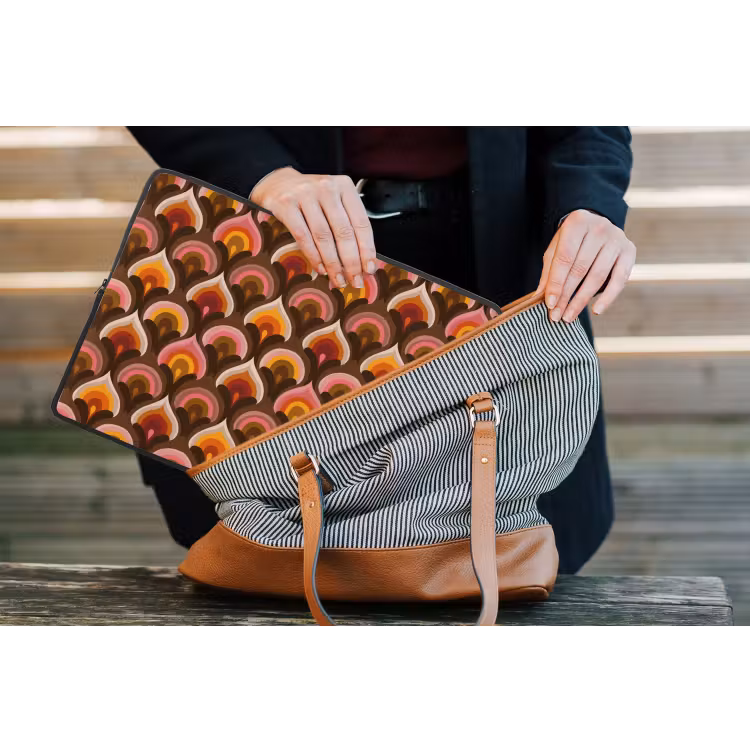 Patroon - Retro - Kleurrijk laptophoes neopreen klein 279 -tas