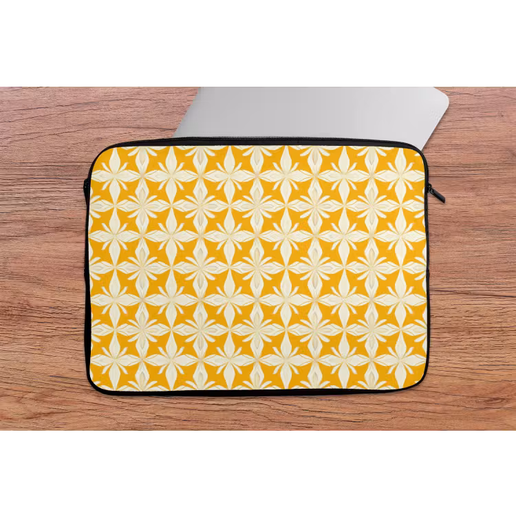 Patroon - Retro - Geel laptophoes neopreen klein 279 -tafel