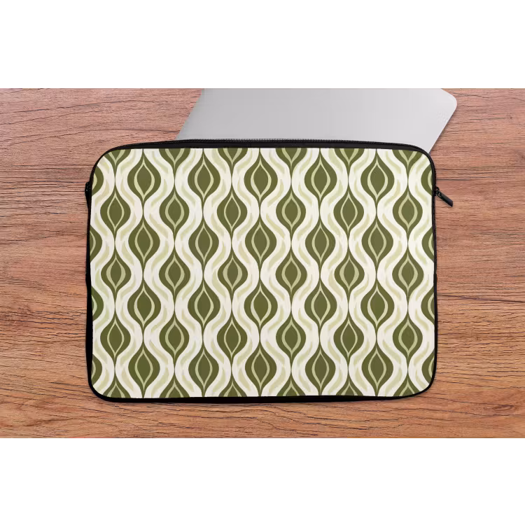 Patroon - Retro - Groen laptophoes neopreen klein 279 -tafel