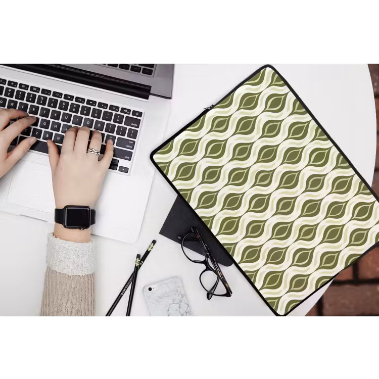 Patroon - Retro - Groen laptophoes neopreen klein 279 -bureau