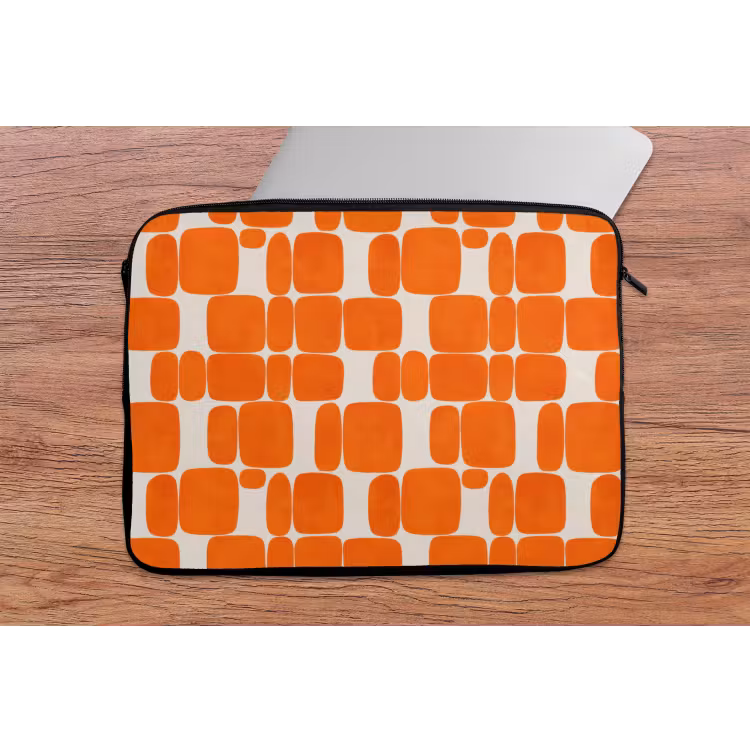Patroon - Retro - Oranje laptophoes neopreen klein 279 -tafel