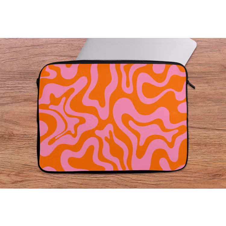 Patroon - Roze - Oranje - Abstract - Modern laptophoes neopreen klein -tafel