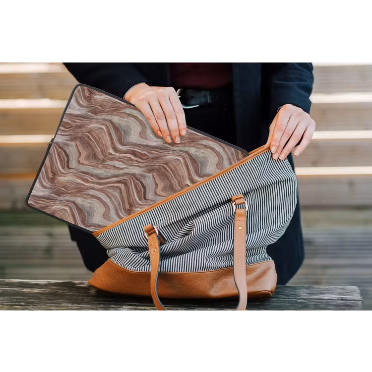 Patroon - Zandsteen - Travertijn laptophoes neopreen klein 279 -tas